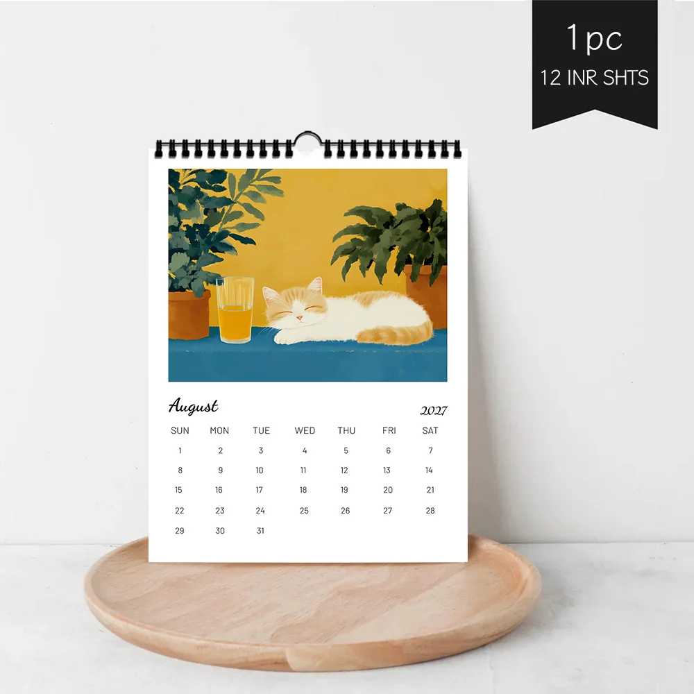 1 Stück 2027 Wandkalender, Vier-Jahreszeiten-Katzenmotiv, 12-Monats-Monatsplaner, Perfektes Geschenk für Geburtstage, Weihnachten, Neujahr – Detail 4