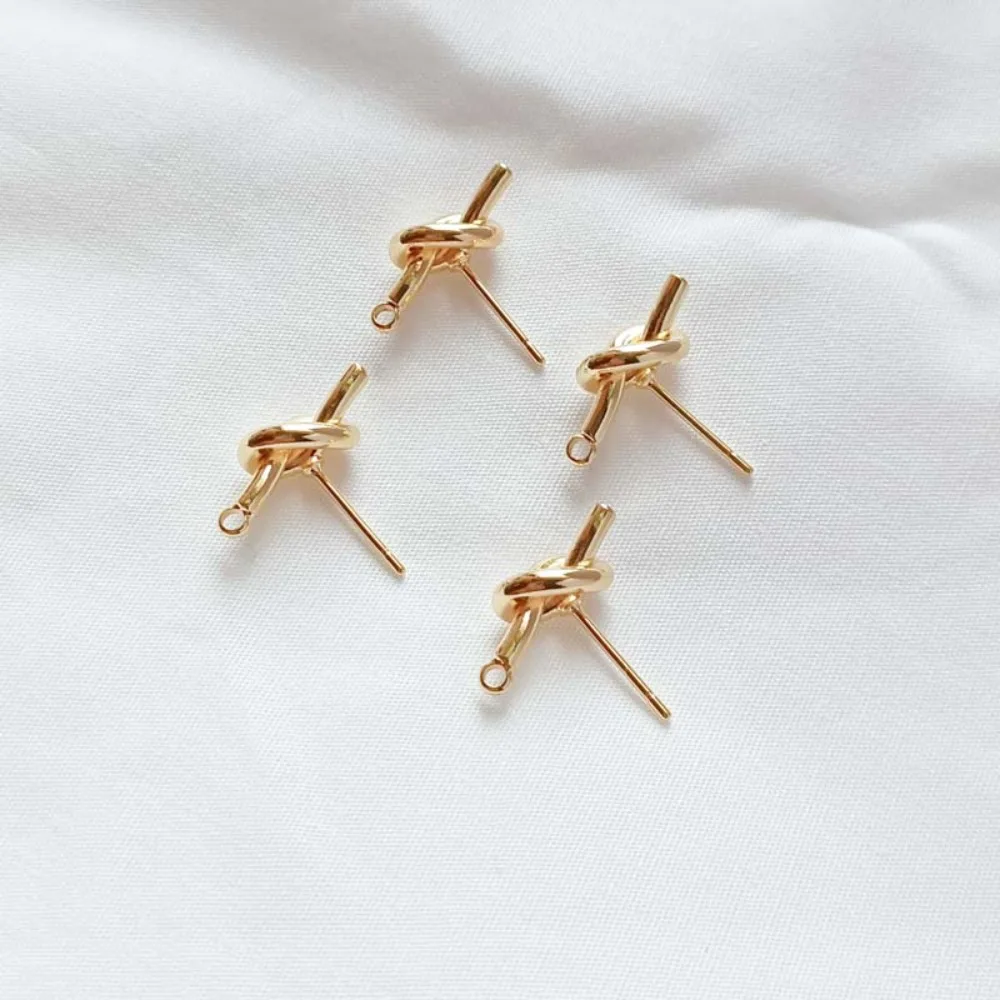 14K Gold-plated Knotted S925 Silver Ear Needle Earrings and Earrings, DIY Handmade Accessories