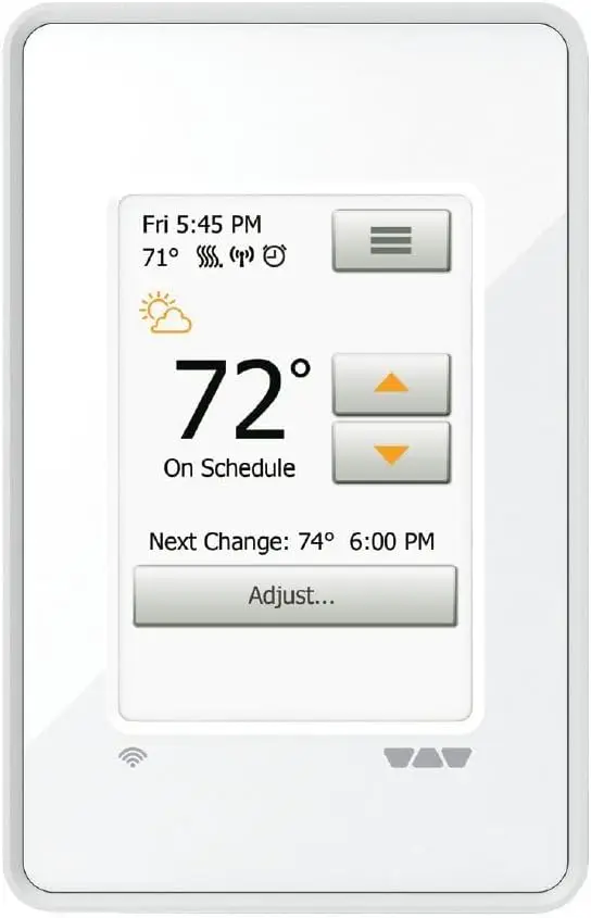 Ditra Heat-E-WiFi 온도조절기, 바닥 센서 포함, 가정 바닥 난방에 적합, 프로그래밍 가능 터치스크린, 에너지 모니터링, 앱