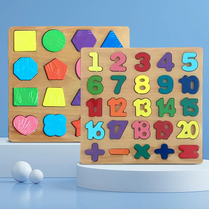 Colorful Alphabet Number Wooden Puzzles Toy for Kids Montessori Early Educational Baby Toys Intelligent Matching Game Child Gift