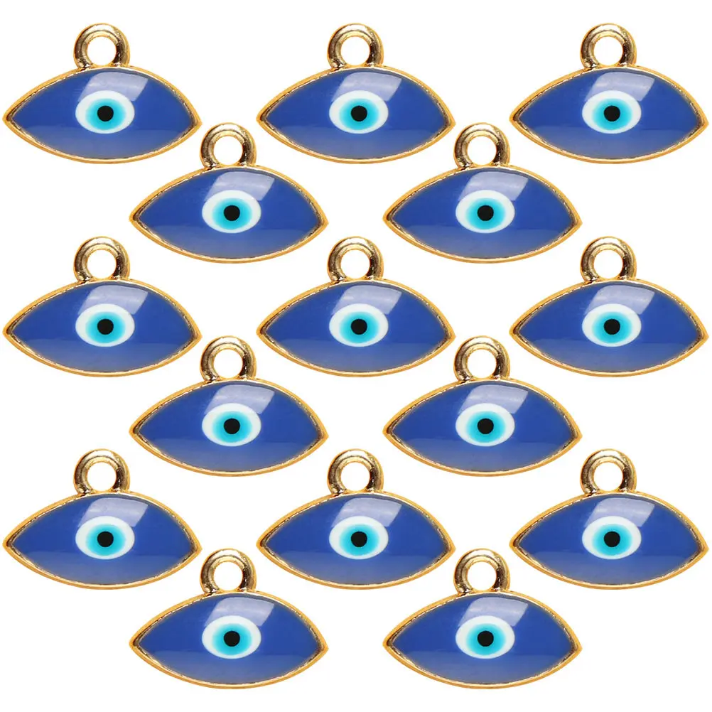 

50Pcs Stylish Eye Shaped Pendant Charms Smooth Finish DIY Jewelry Crafting Supplies for Necklaces Earrings Keychains Alloy