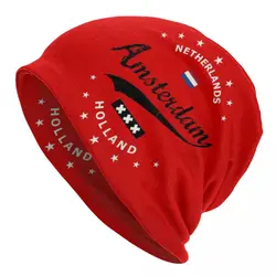 Amsterdam Holland Bonnet Hats Street Knit Hat For Women Men Autumn Winter Warm Netherlands Flag Skullies Beanies Caps