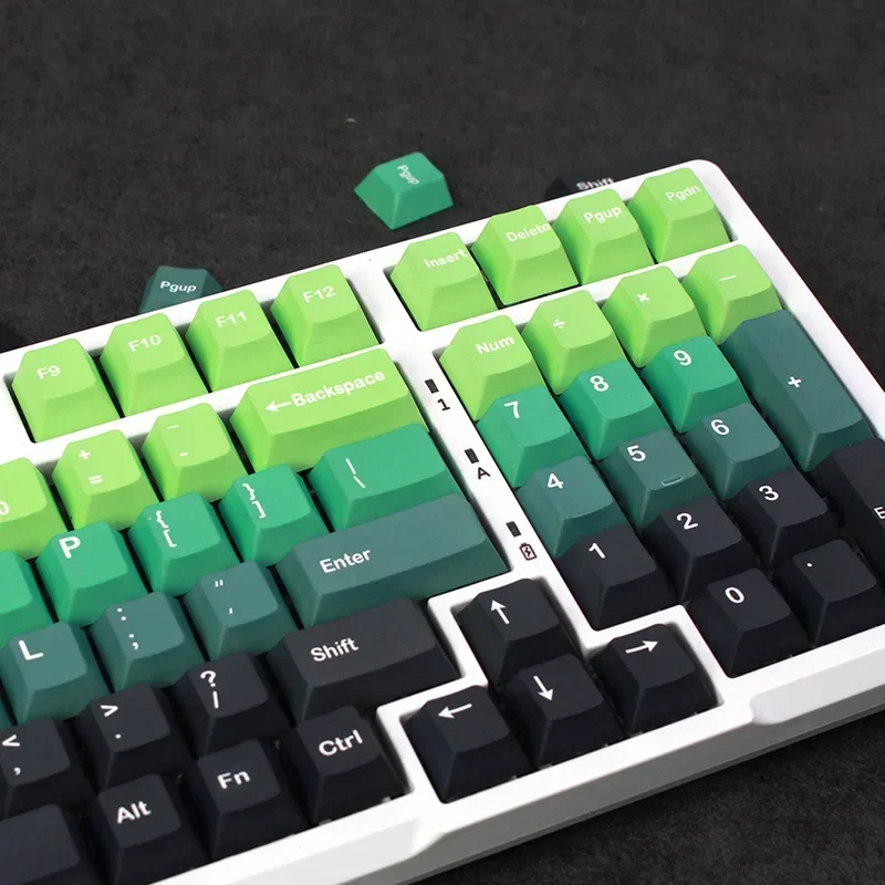 تغيير تدريجي لون keycap أخضر أسود تغيير تدريجي مخطط اللون PBT التسامي الساخن الأصلي غطاء لوحة المفاتيح شخصية عالية 6