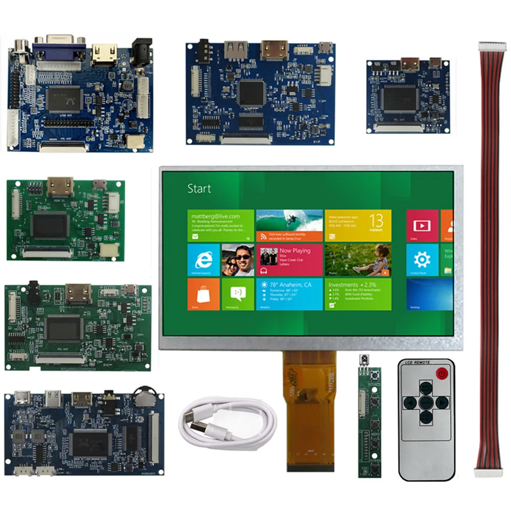 

7-дюймовый комплект ЖК-экрана, плата драйвера для монитора DIY, Raspberry Pi, дополнительного дисплея Windows/Linux