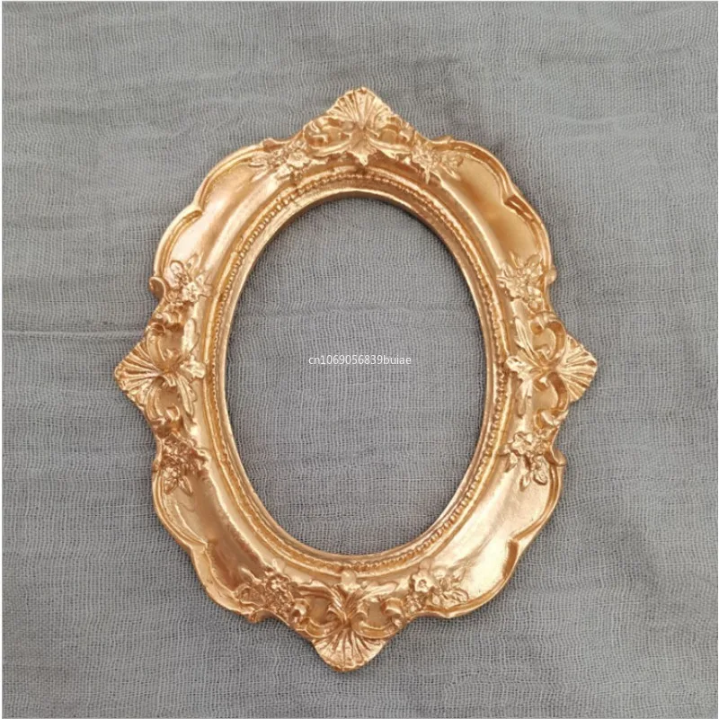 Golden Retro กรอบรูปเครื่องประดับ Vintage เครื่องประดับขนาดเล็กตําแหน่งกรอบเครื่องประดับ Props ตกแต่งบ้านห้องนั่งเล่น