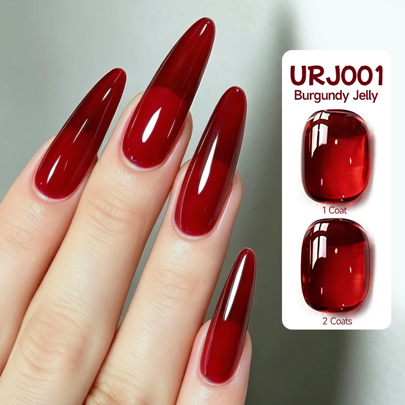 UR SUGAR 1/2PCS Burgundy Red Jelly Nail Gel Polish 15ml Halloween Sheer Oxblood Red Semi Permanent Gel Soak Off UV LED Gel Polis
