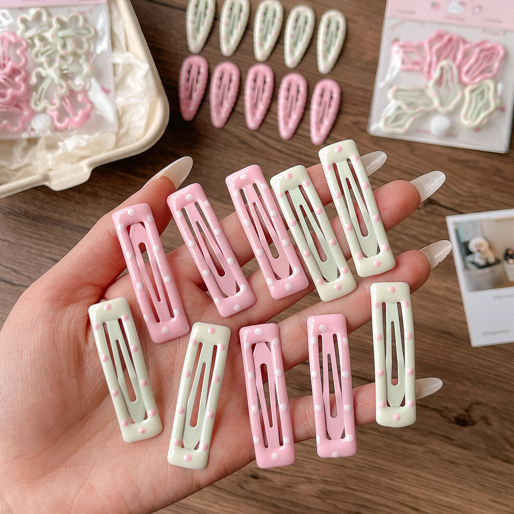 10 Stück/Set Weiße Rosa Stern-Blumen Haarspangen für Mädchen Süße Niedliche Kinder-Haarklammern Modische Prinzessinnen-Kopfbedeckung Kinder-Haarschmuck