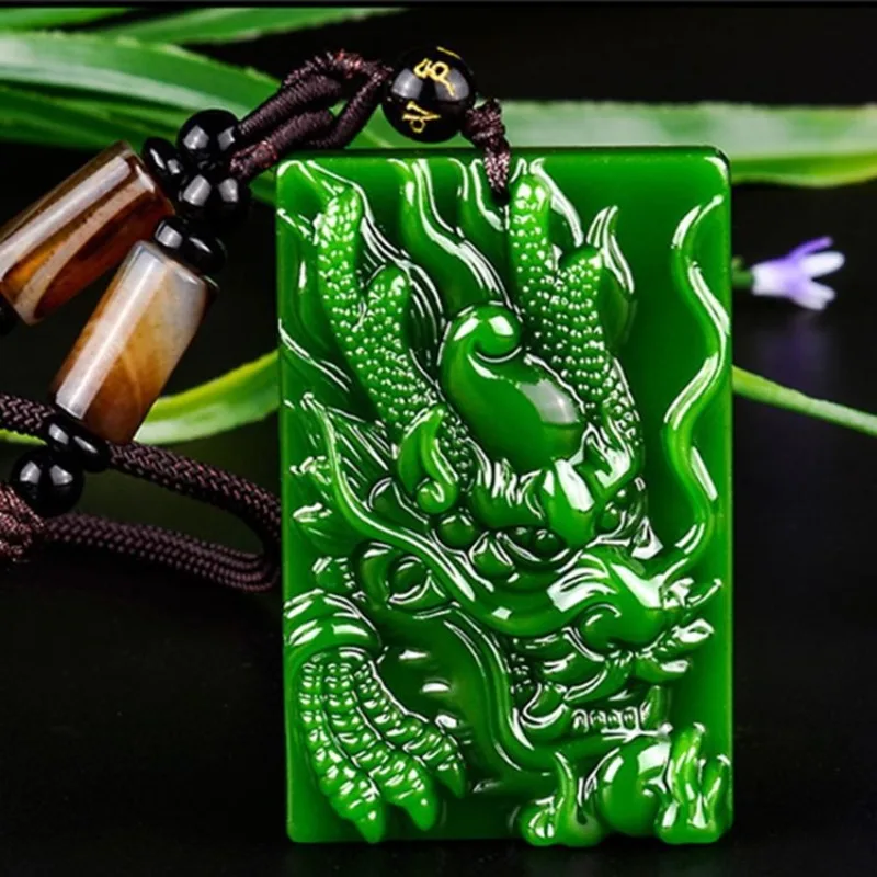 

Natural Green Hand-carved Dragon Jade Pendant Fashion Boutique Jewelry Men and Women Zodiac Necklace Gift Accessories