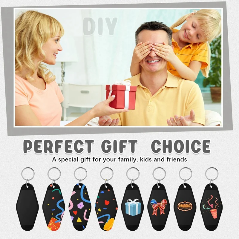 100Pcs Black Hotel Motel Keychain Bulk Plastic Sublimation Blank Keychains Vintage Rhombus Motel Key Tags Double Sided Durable