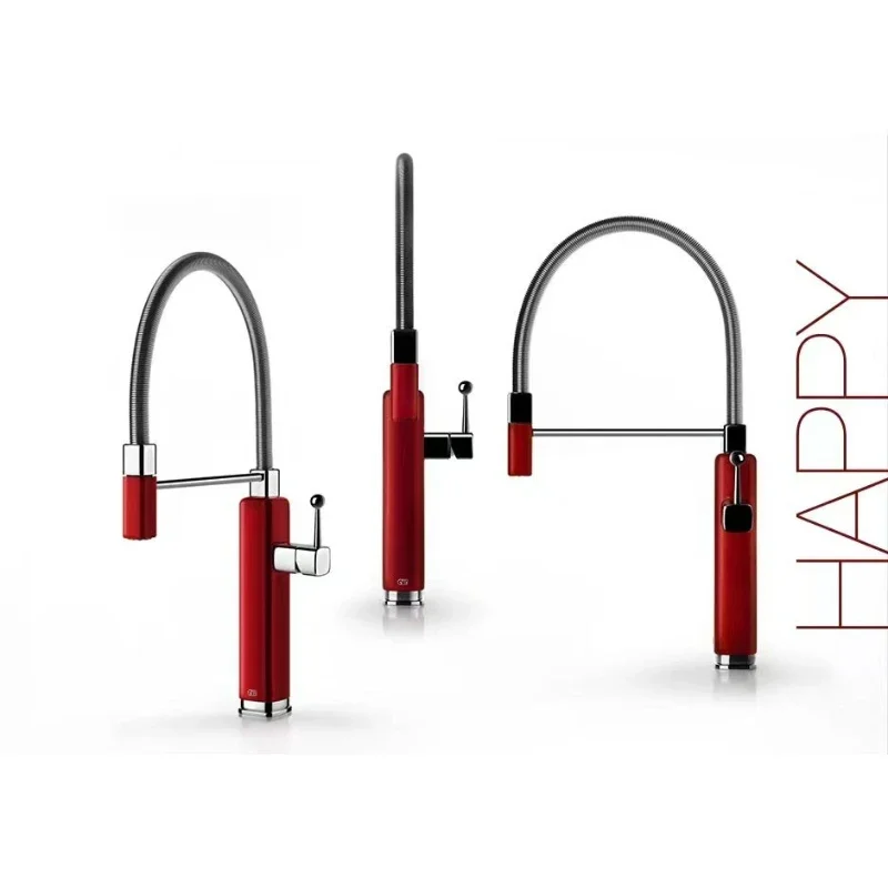Full Copper Kitchen Faucet Cold and Hot Universal Telescopic Rotatable Vegetable Basin Sink Cabinet Faucet for Kitchen