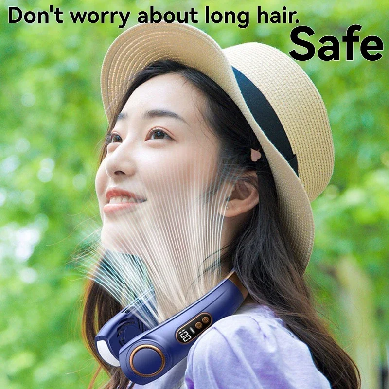 2025 New Portable Halterneck Fan USB Handheld Silent Multi-function Bladeless Mini Electric Fan Cross-border