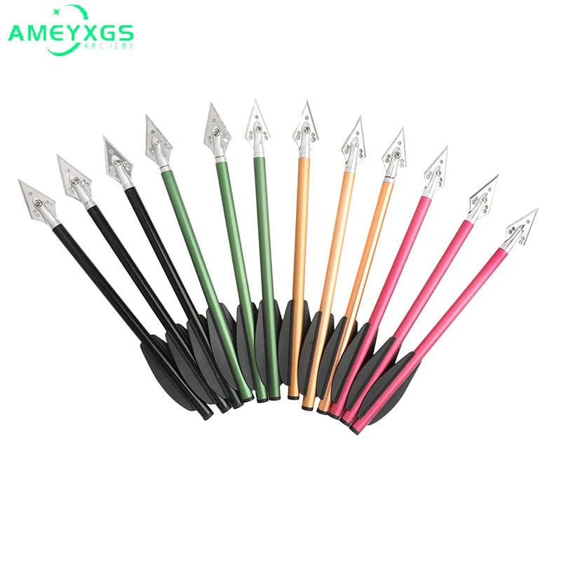 

Archery Aluminum Alloy Arrow 6/12pcs 6.3inch Mini Crossbow Arrows Replace Steel Broadhead 50-80lbs for Outdoors Hunting Shooting