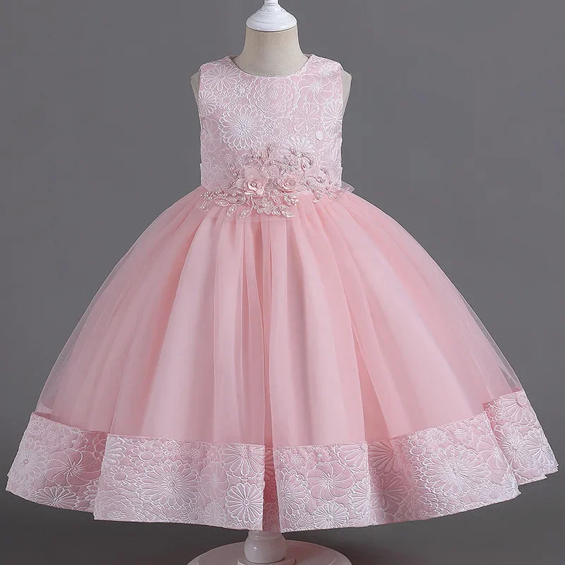 Robe de princesse en fil gonflé pour filles, haut de gamme, manches longues, anniversaire, mariage, nouveau, ensemble de 3 pièces, 2024