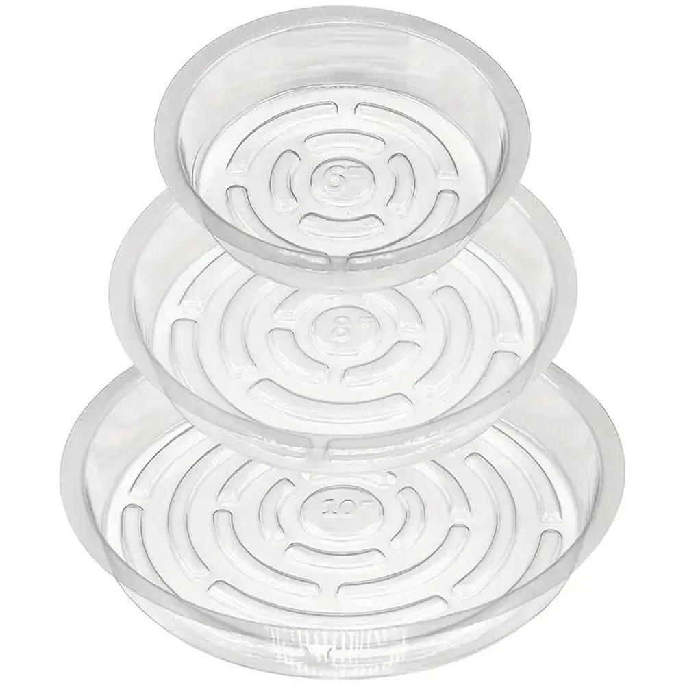 5pcs 6/8/10/12 Inch Plastic Flower Pot Tray Round Transparent Plant Base Anti-slip Reusable Drip Trays Indoor Outdoor