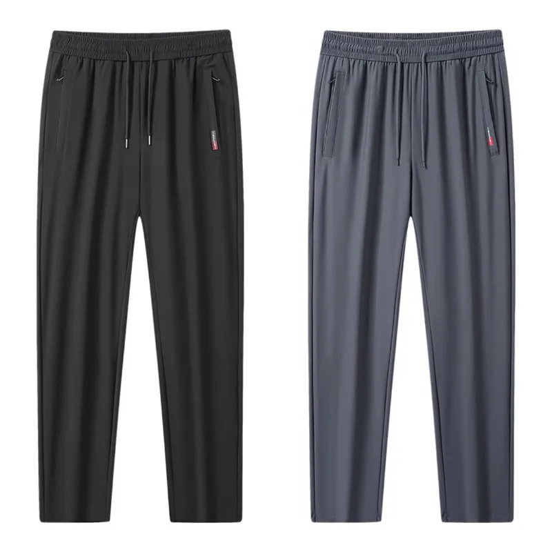 Men Outdoor Baseball Sports Sweat Absorbing Quick Drying Straight Leg Pants Summer Fashion Lightweight Breathable Ice Silk Pants