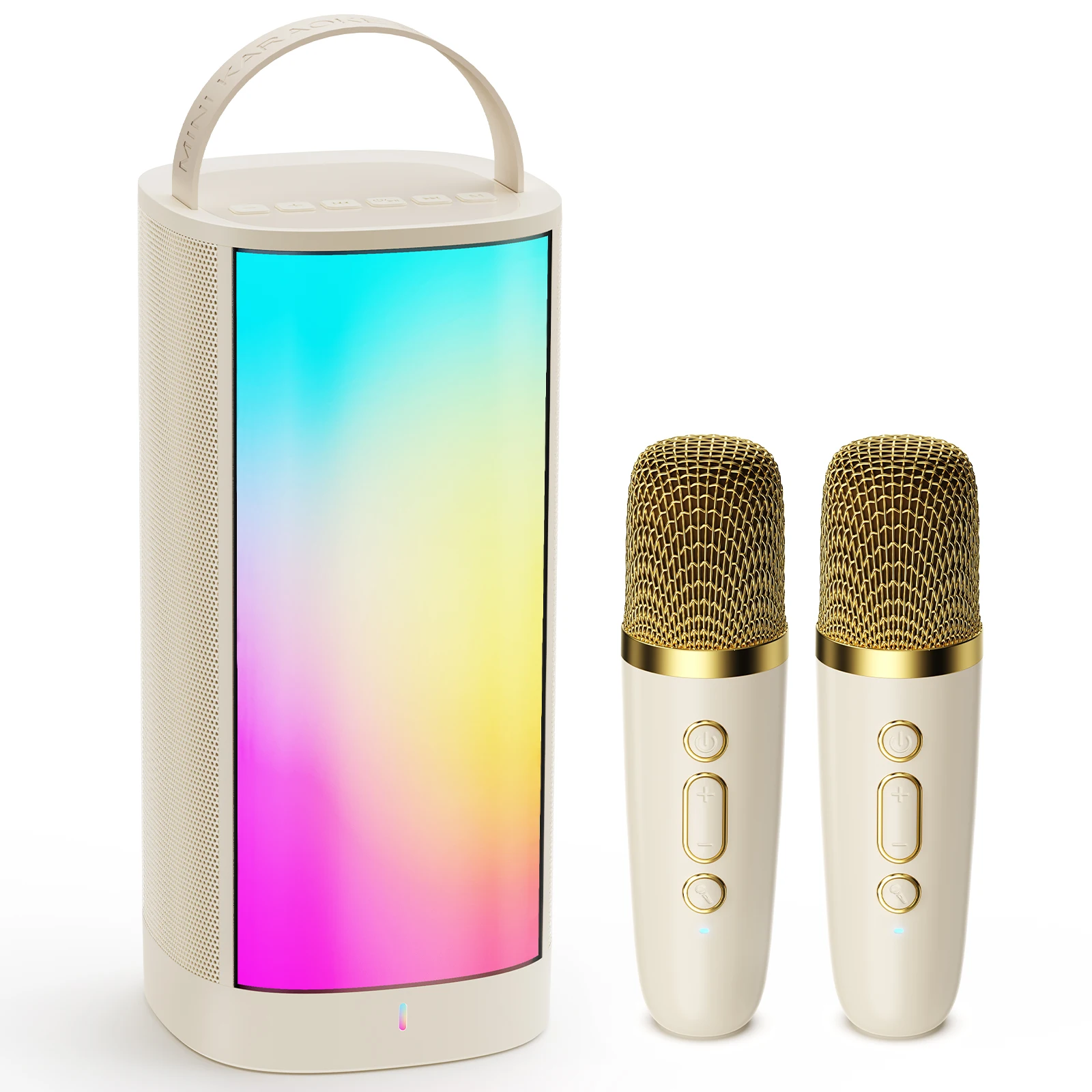 

FanFun Dual Speaker Stereo Best Kids Karaoke Speaker, Sound Box Mini Bluetooth Speaker with 2 Wireless Microphones for Kids