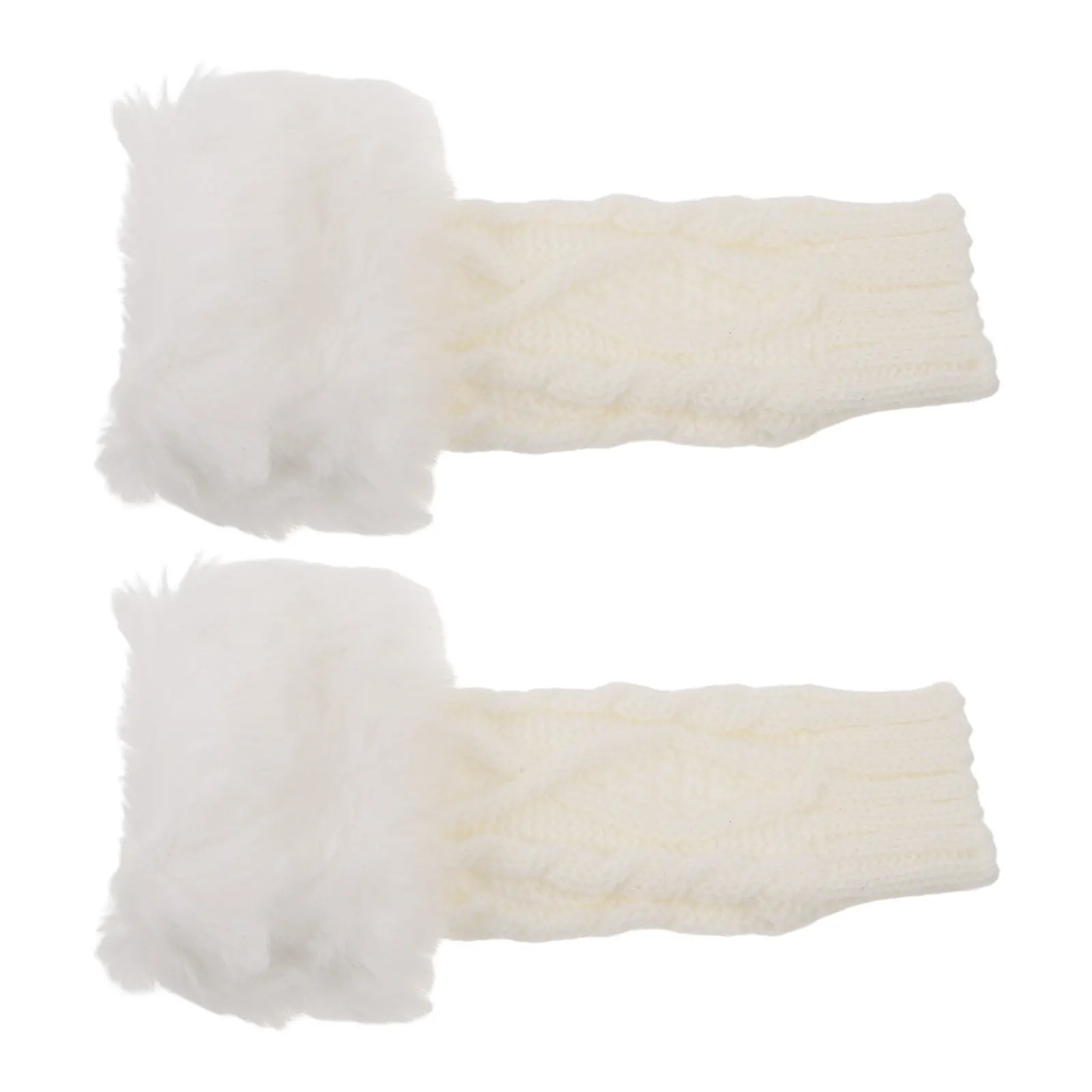 

1 пара вязаных нарукавников из искусственного трикотажа для женщин, зимние рукава-перчатки с отверстием для большого пальца, длинные перчатки без пальцев, теплые эластичные манжеты на запястья