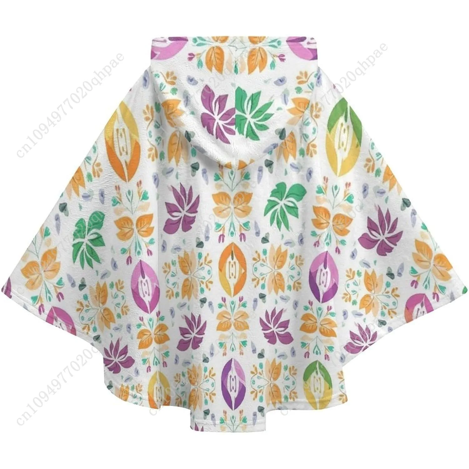 سترة بطانية مريحة من الفلانيل، هوديي كبير الحجم بنمط الأزهار الملونة مع جيوب للأطفال والمراهقين #6