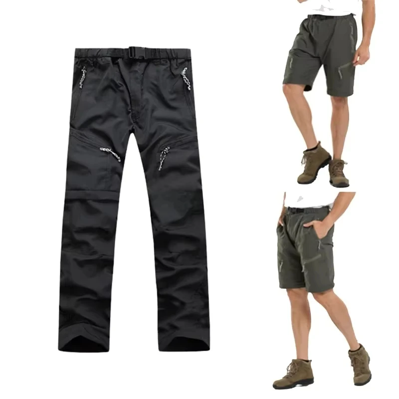 Spring Summer Outdoor Pants Men Quick Dry Convertible Pants Men Hiking Lightweight Fishing Zip Off Cargo Work Pants Trousers