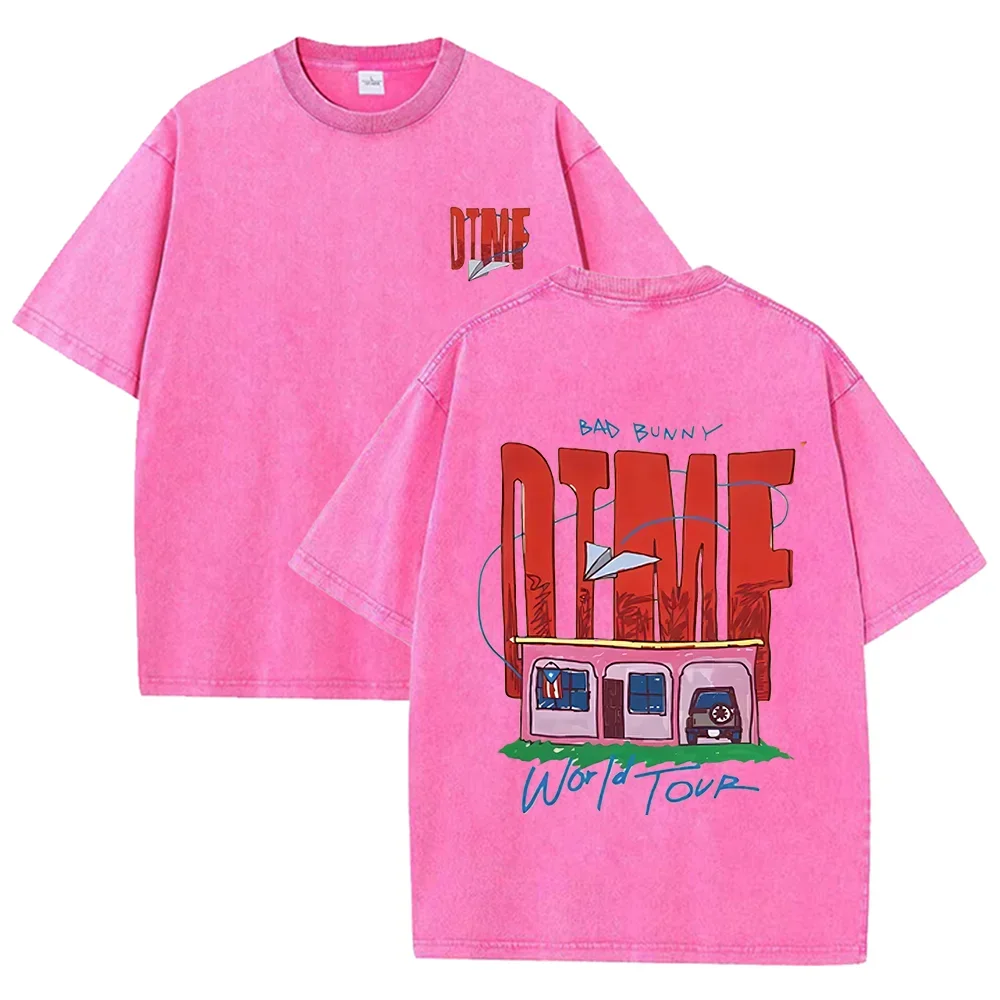 2026 Vintage Washed Beige T Shirt Bad Bunny DTMF World Tour Graphic Tee Unisex Casual Streetwear image 5