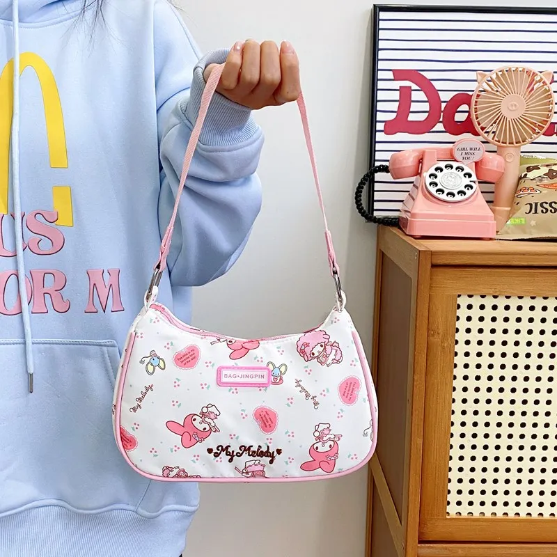 

New Cute Compact One Shoulder Underarm Bag with Cartoon Print Fashionable Handheld Bag Girls Versatile Casual Bag