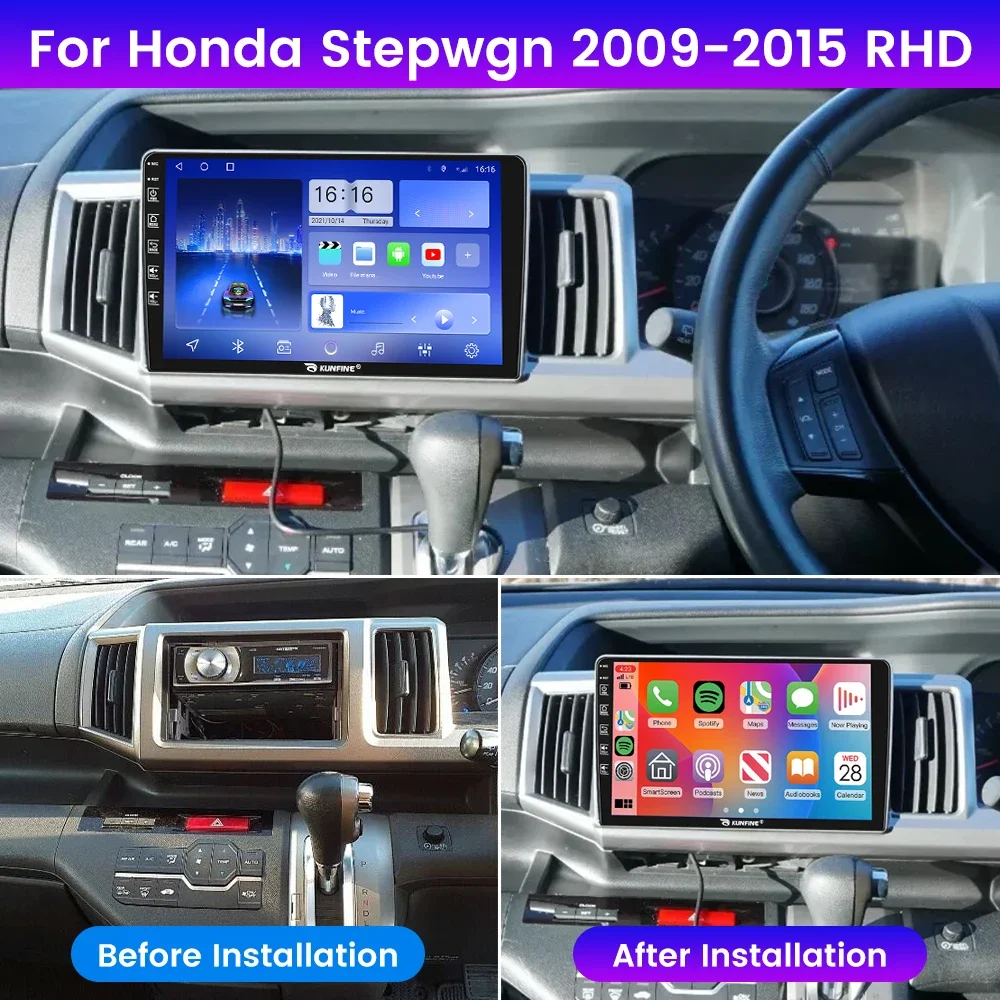 2Din Android Car Radio For Honda Stepwgn 2009-2015 Multimedia Video Player GPS Navigation Stereo Audio Head Unit Carplay 4G