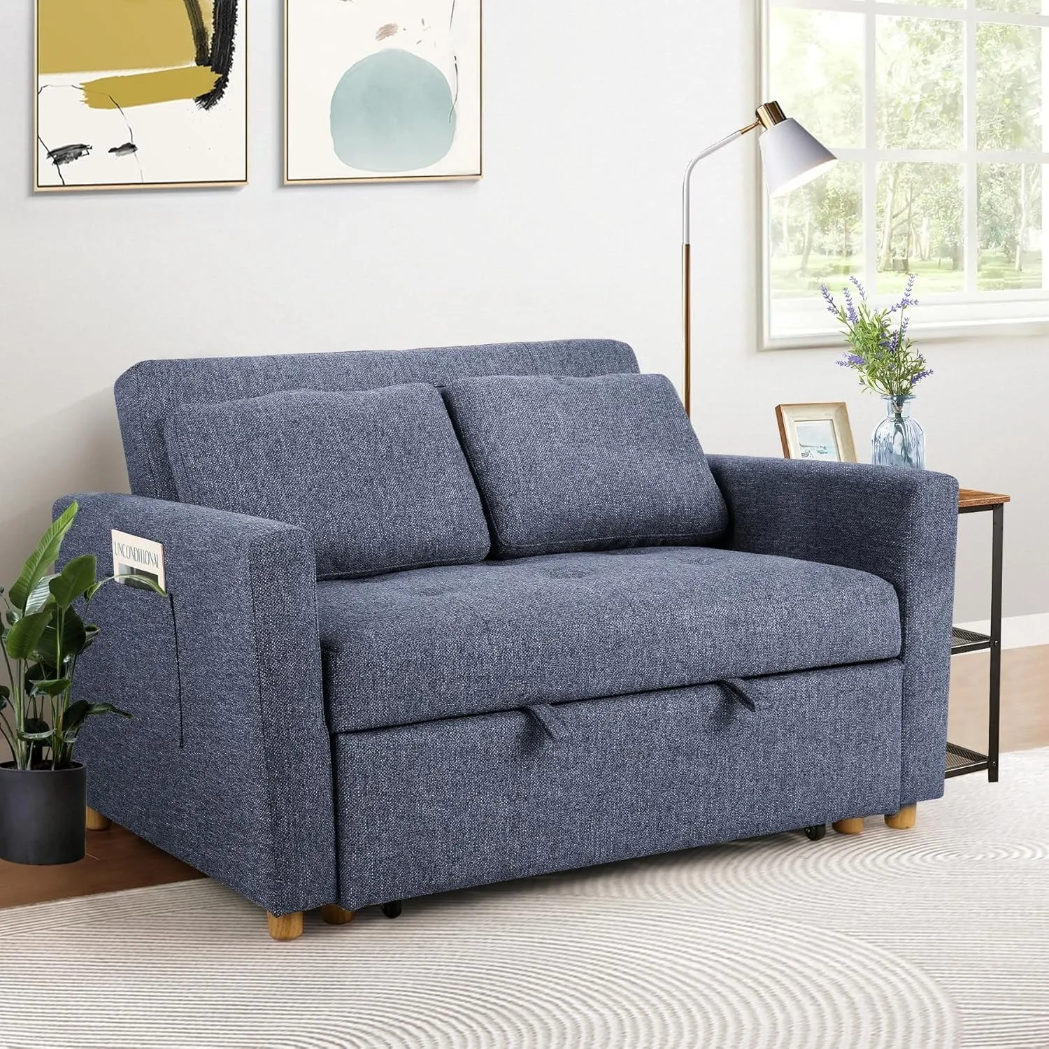 

Кушетка-трансформер с пружинным механизмом и обивкой из высококачественного льняного материала