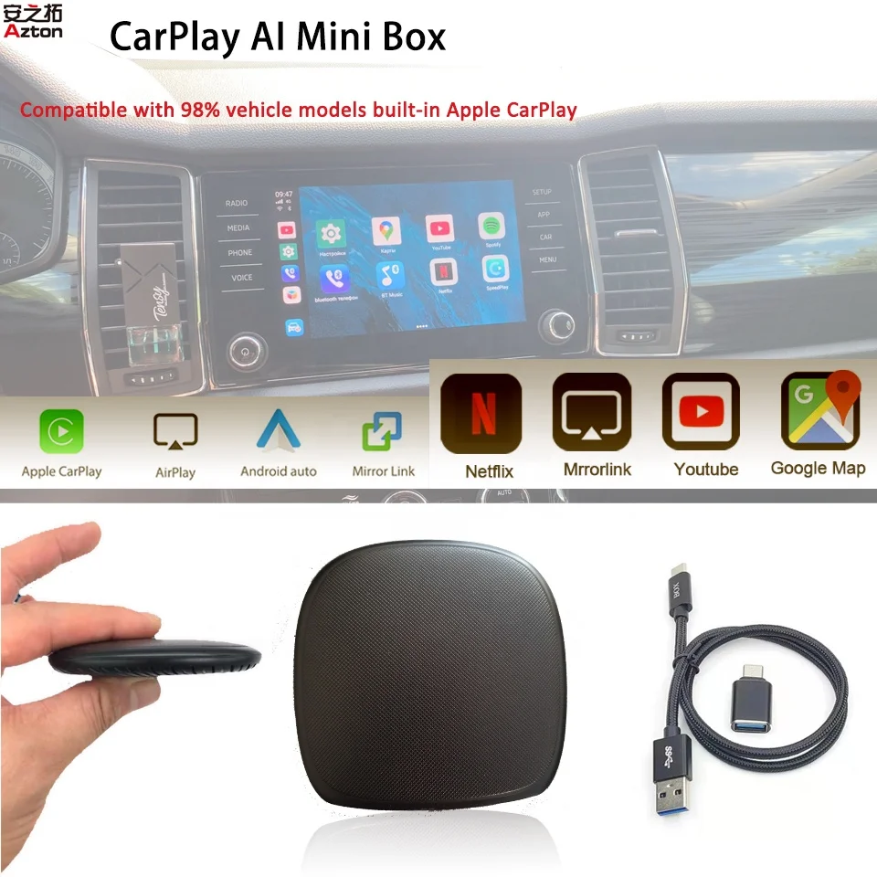 UX999 Mini Box Wireless CarPlay Android Auto Dongle per originale CarPlay TV Box YouTube Netflix USB Plug-In