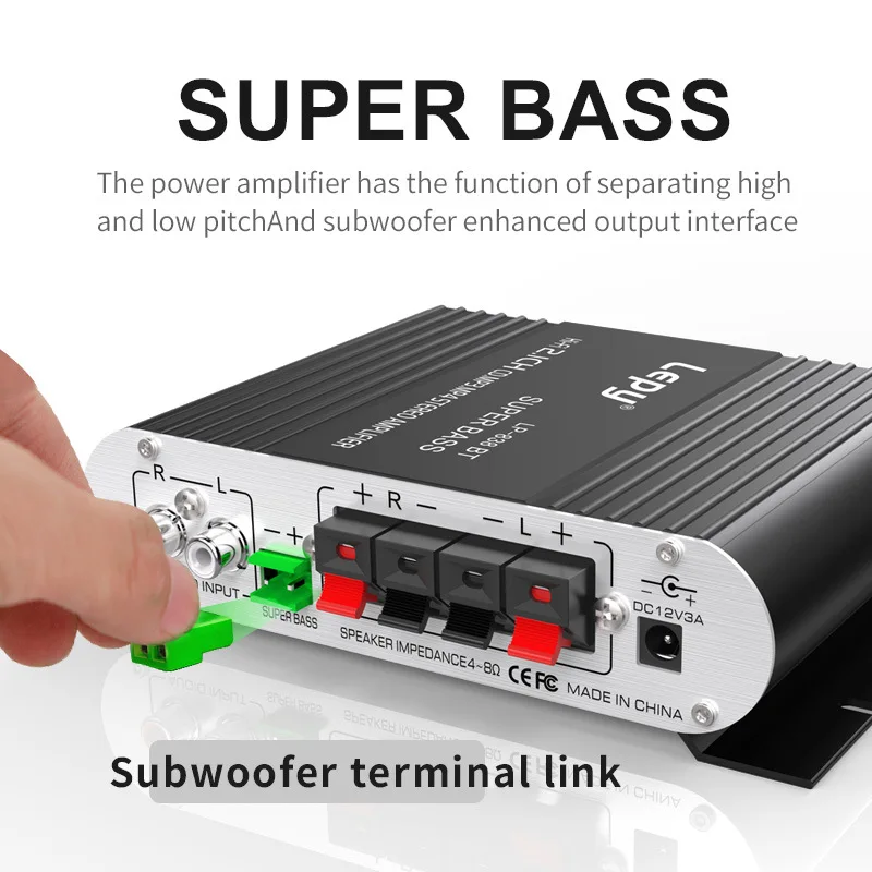 LP-838 HIFI Amplifier Channel 2.1 Stereo Audio Sound Amp Bass Trebl 12V-14V Power Amplifier For Home Car Theater Sound System