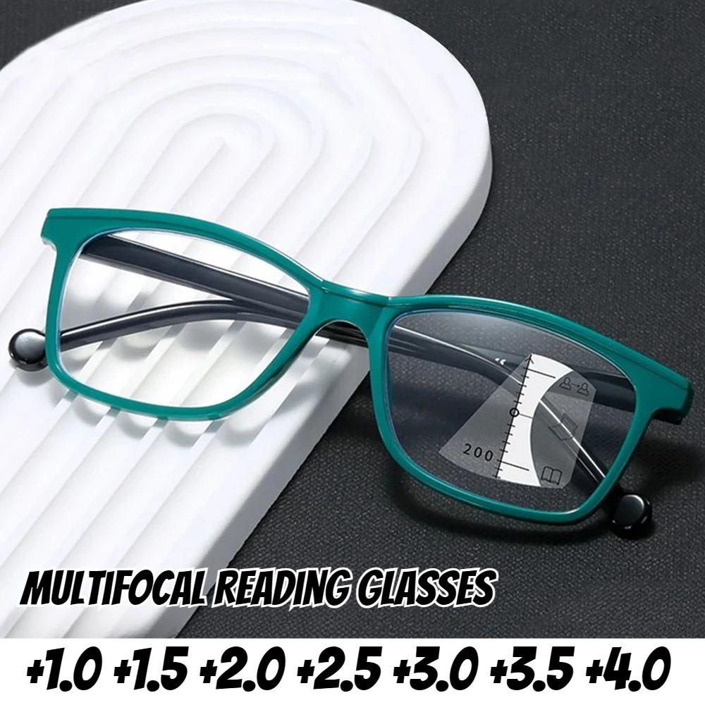 

Unisex Progressive Multifocal Reading Glasses Anti-Blue Light Presbyopia Eyewear Vintage Near and Far Eyeglasses for Men Women