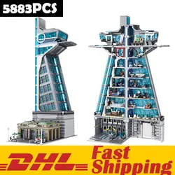 5883 PCS Moc 55120 Hero Tower Iron Tower Man Base Model with LED Lights Building Block Bricks Toys Birthday Christmas Gifts