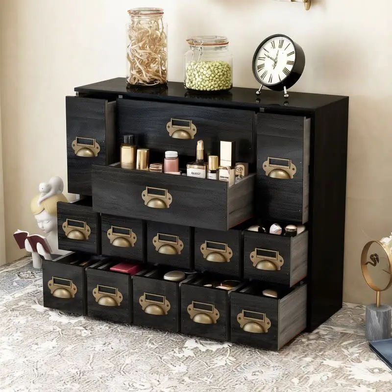 Solid Wood Vintage Drawer Jewelry Organizer Desktop Compartment Storage Box Minimalist Handcrafted Windowsill Decorative Cabinet