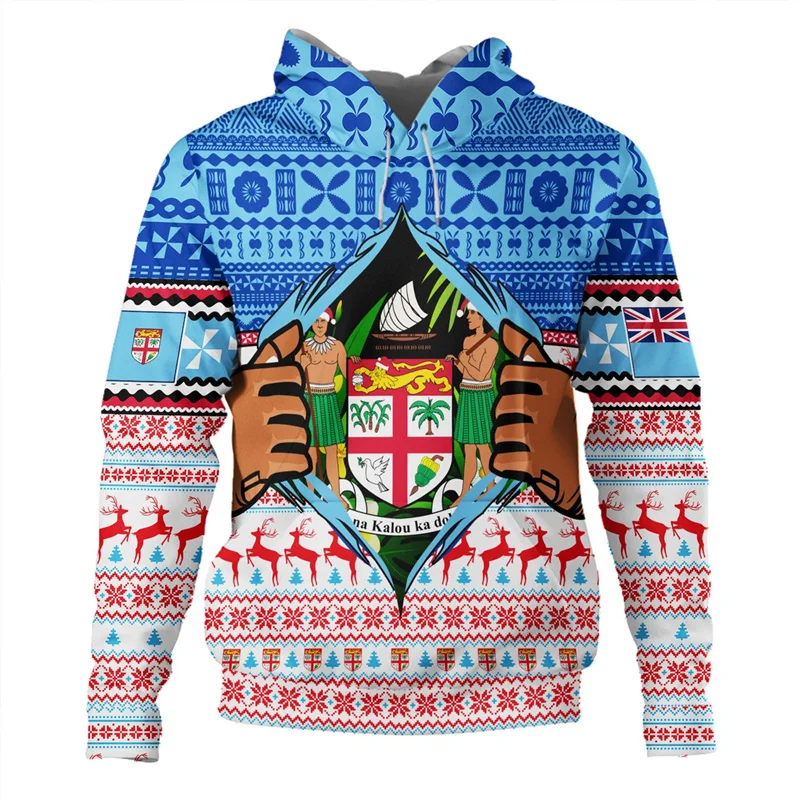 

Polynesia Graphic Hoodie For Men Merry Christmas Hawaiian Ugly Christmas Pattern Pullover Sweatshirts Oversized Top Hoodies