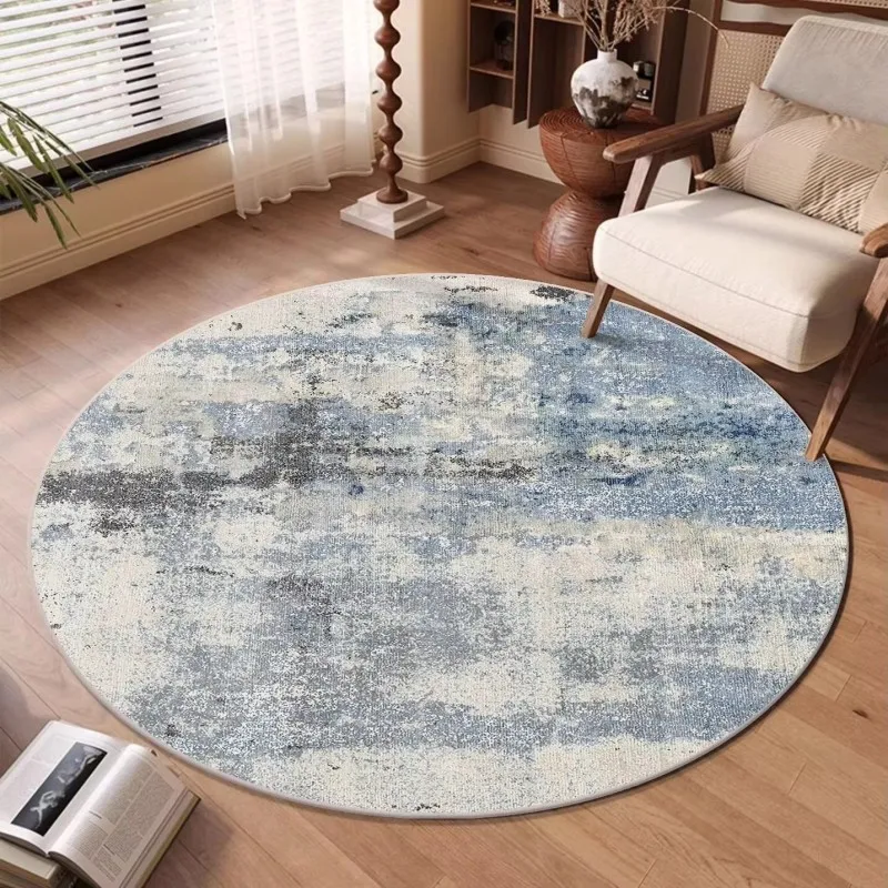 VIKAMA Round Abstract Ink-Washed Rug for Walk-In Closets Makeup Areas, and Home Offices—Non-Slip and Machine-Washable Home Decor