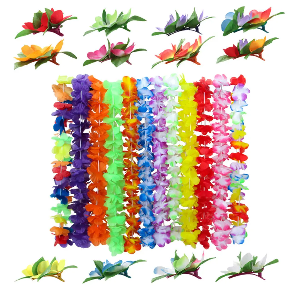 

Набор из 24 гавайских леев для волос: искусственные цветочные заколки, гирлянды из гибискуса, украшения для пляжных вечеринок и луау, яркие цвета