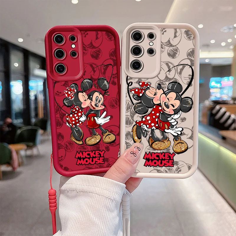 Disney Mickey Mouse LOVE For Samsung Galaxy S24 S23 S22 S21 S20 FE Note 20 Ultra Plus Eyes Ladder Rope Soft Phone Case