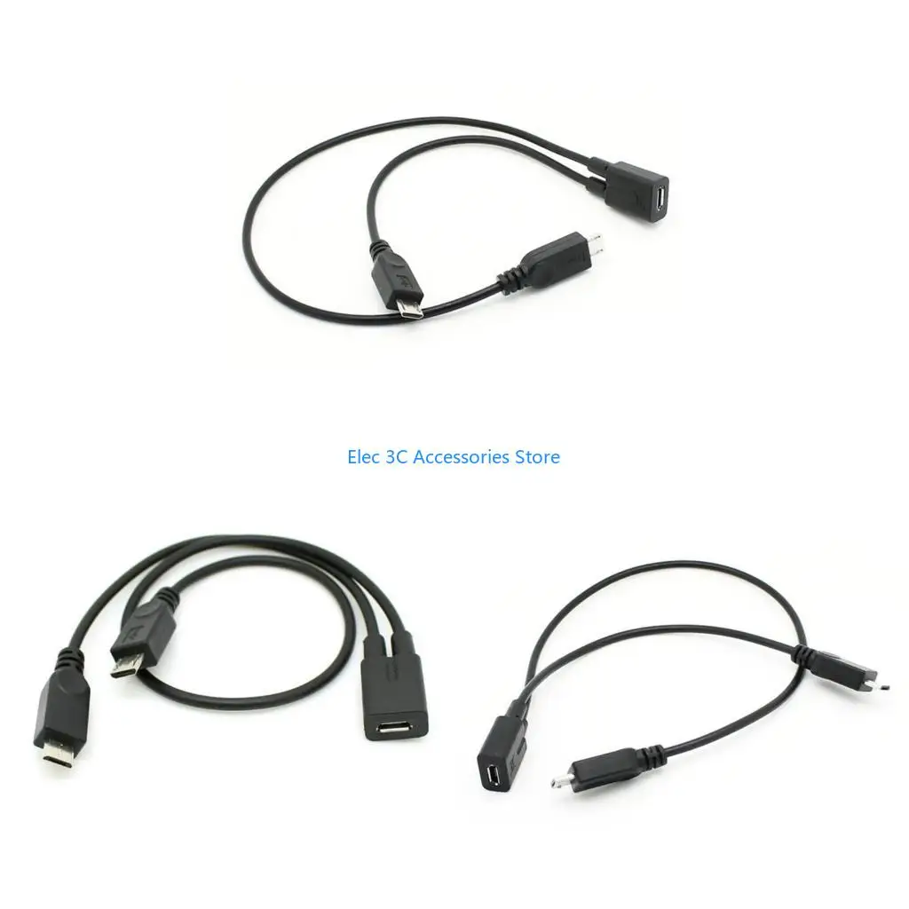 Y51A Durability Micro USB Cable for Two Micro USB Devices Charging Simultaneously Y Splitter Cord Solder Joints