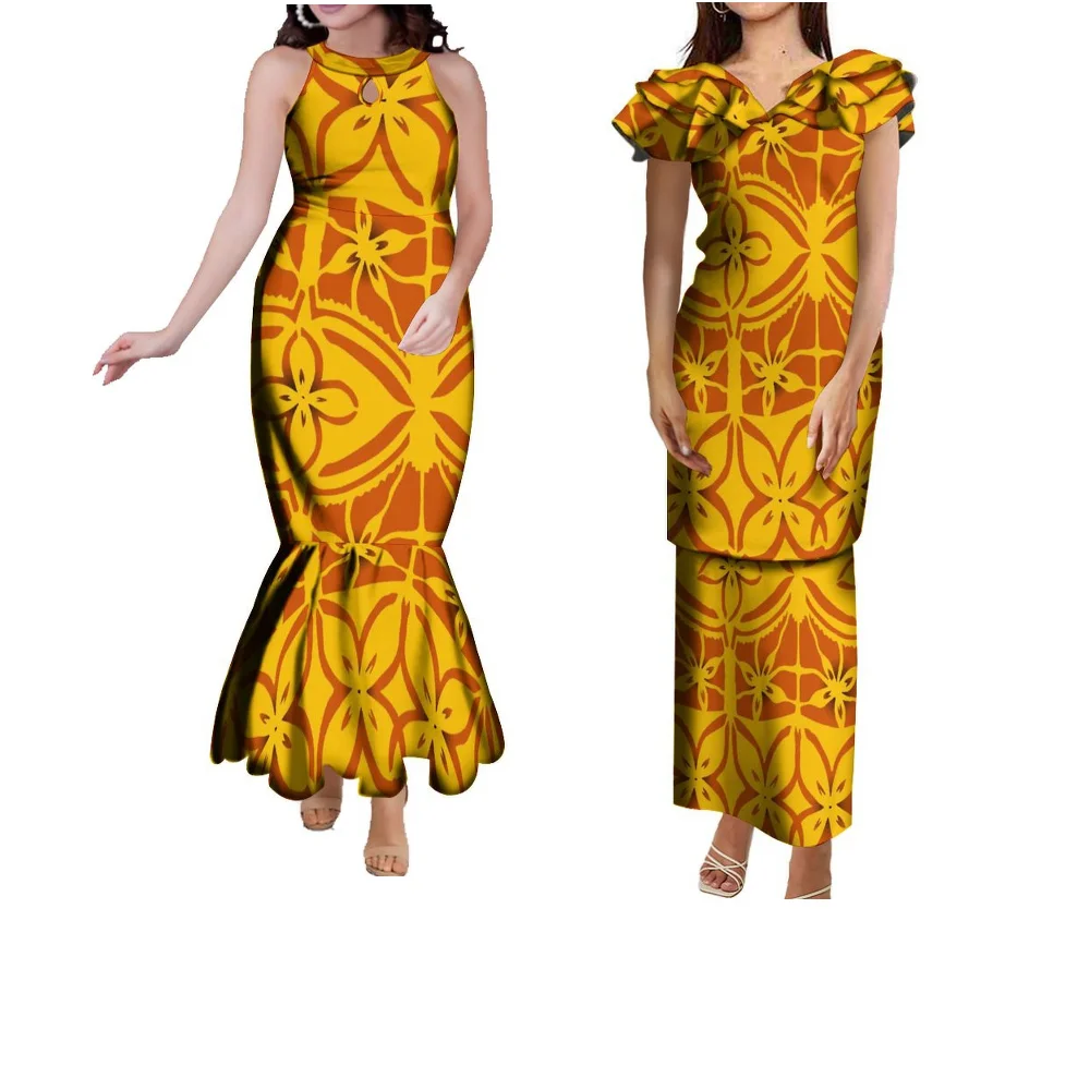 ฤดูร้อนที่หรูหราและประณีตชุดลําลองเสื้อคู่ชุด Custom-Made Polynesian Tribal จัดเลี้ยงชุดคู่