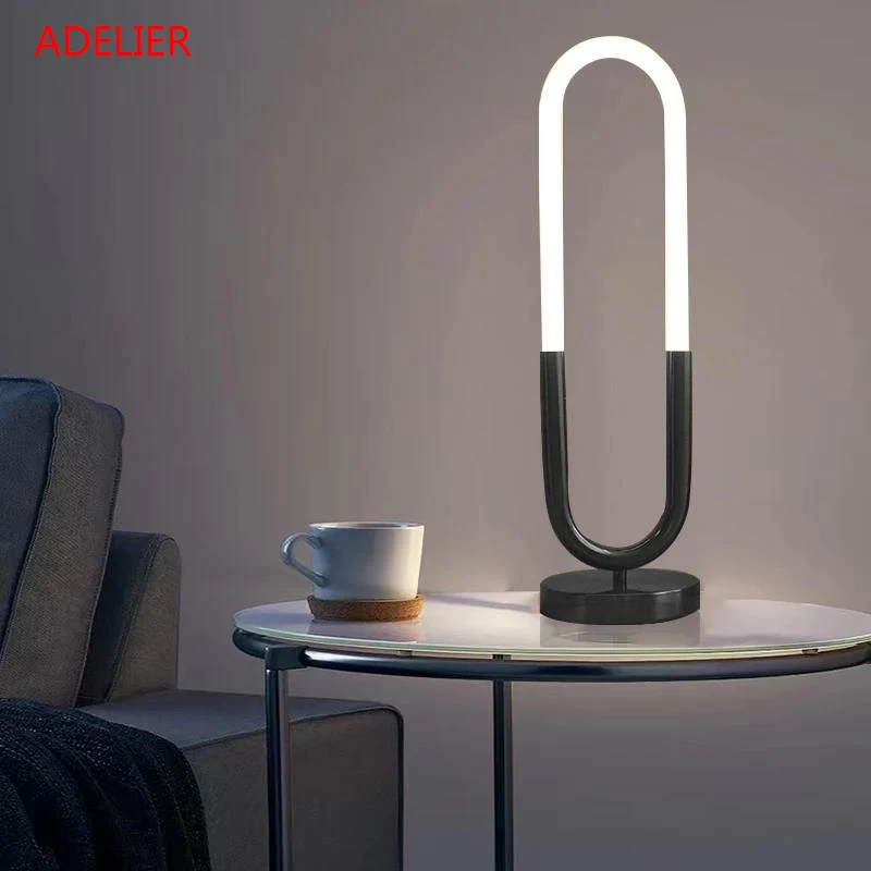 Modern LED Table Lamps Bedside Reading Desk Lamp Hotel Home living room decor white U-shaped silicone tube Lighting fixture