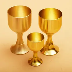 Gold Brass Chalice Cup Cocktail Wine Goblet Brass Beverage Goblet Metal Liquor Cup for Party Home Accessories Desktop Decor