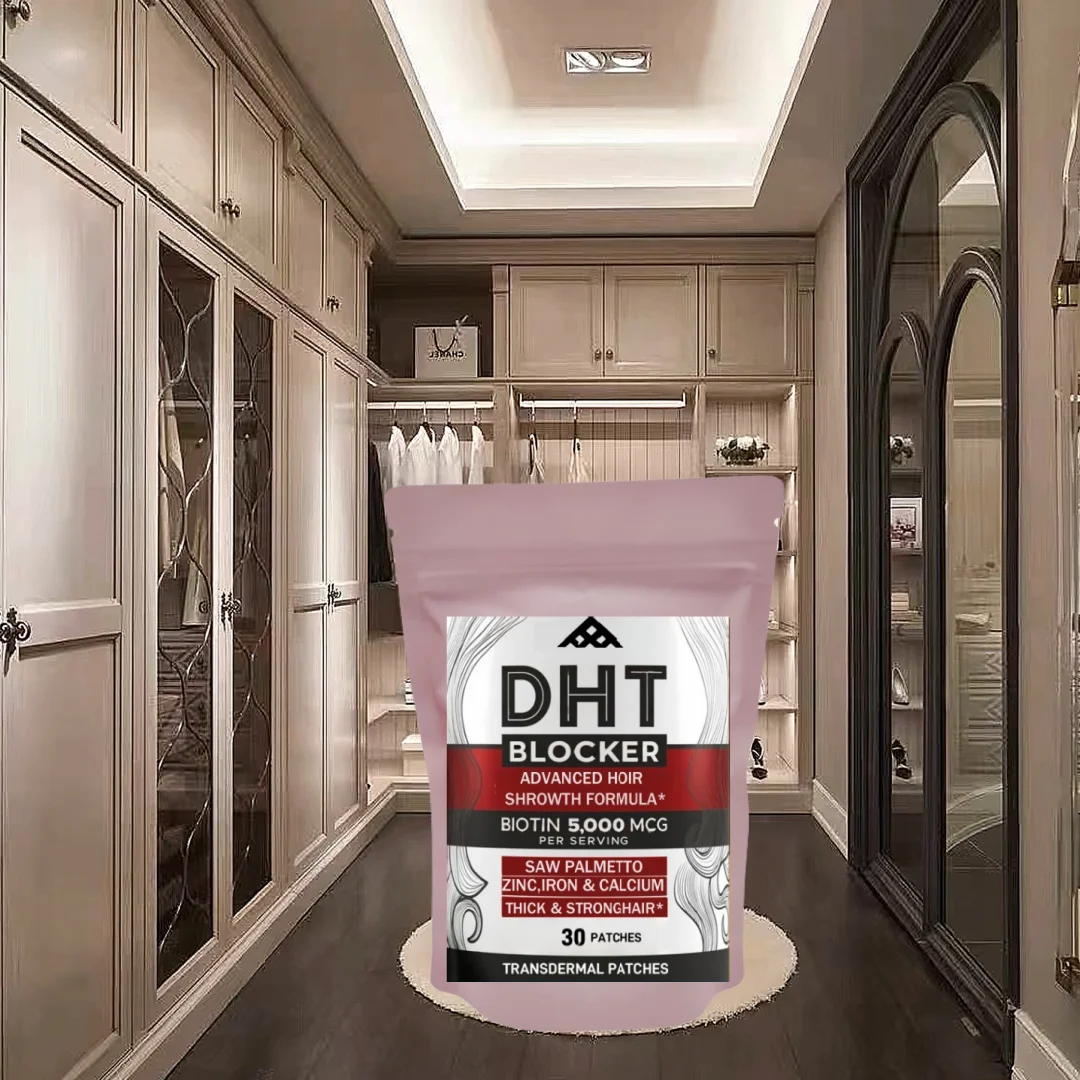30 remendos Dht Blocker Patches transdermicos de crescimento capilar - Palmetto de serra de biotina de alta potência para recrescimento capilar