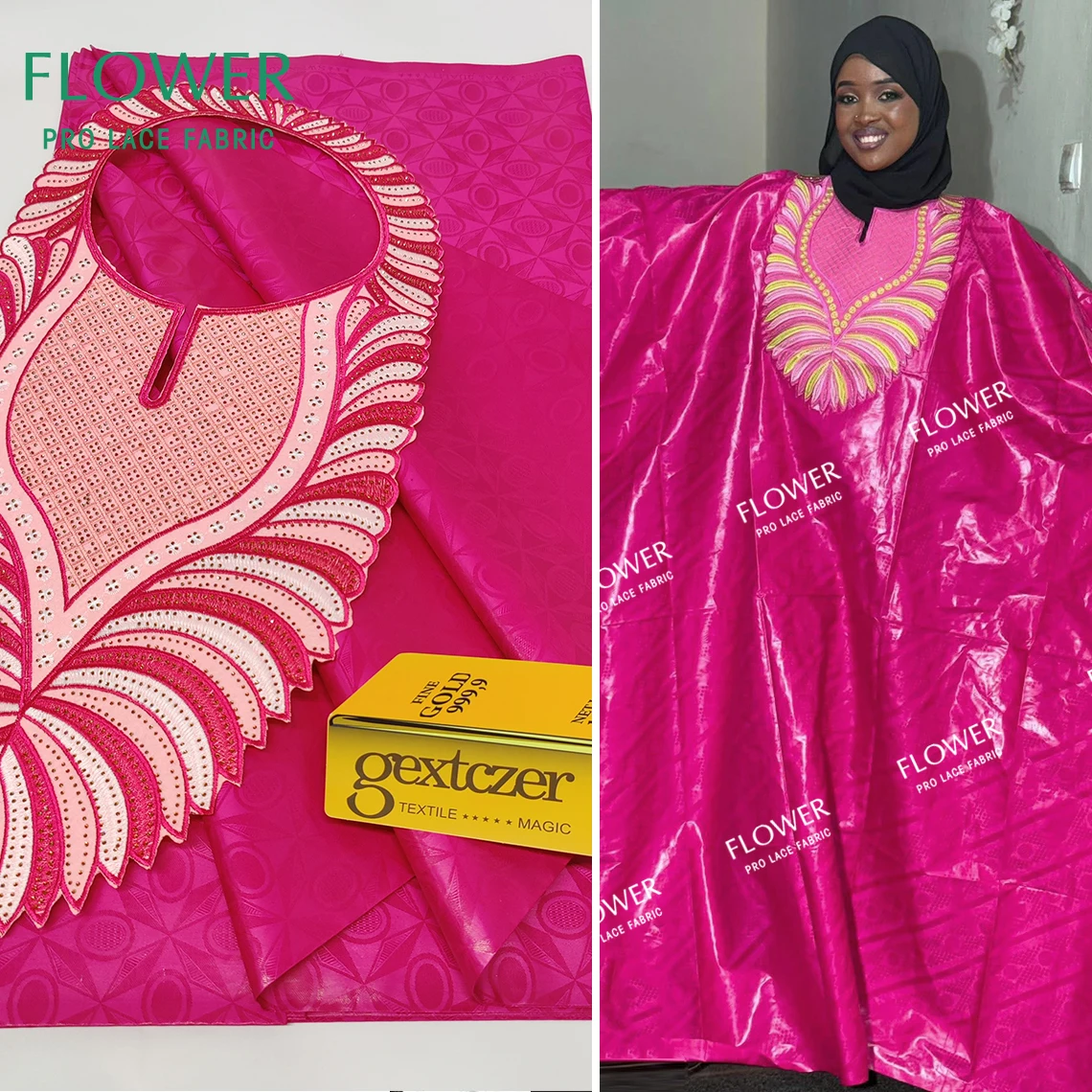 

African Neckline Collar With Bazin Riche Fabric Embroidery DIY Accessories Senegal Women Bride Wedding Basin Rich Material