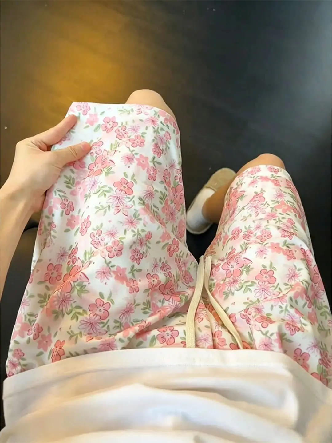 Pink Floral Print Beach Shorts Men's Hawaii Vacation Style Quick Dry Five-Quarter Casual Straight Leg Summer Shorts