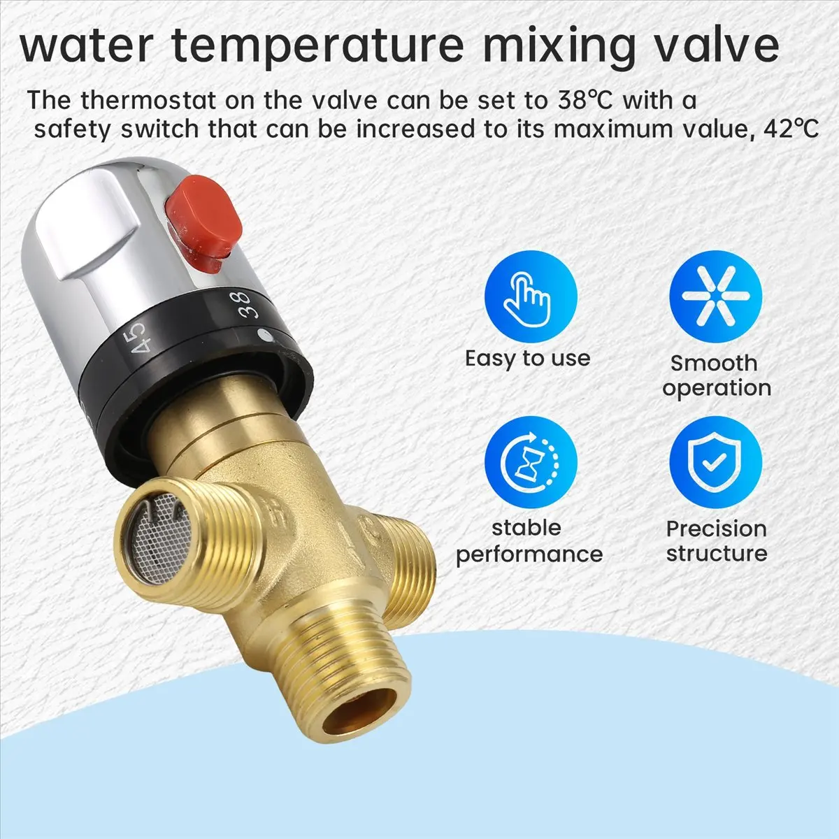 [Promotions]Thermostatic Mixing Valve Solid Brass G1/2 for Shower System Water Temperature Control Pipe Basin Thermostat Control