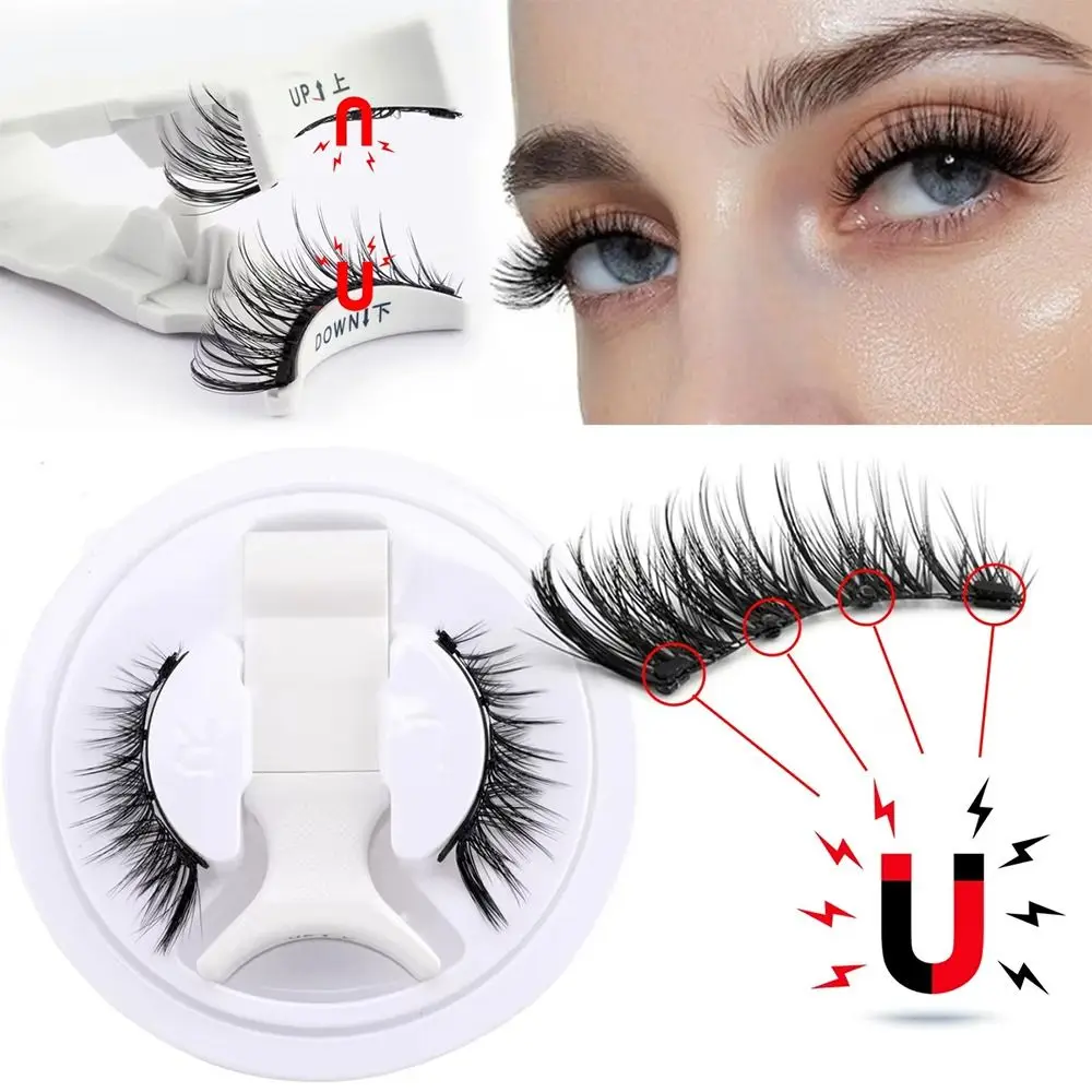 Reusable Magnetic Eyelashes Curler Natural False Eyelashes Set with Magnetic Tweezers Glue Free 3D Mink Lashes