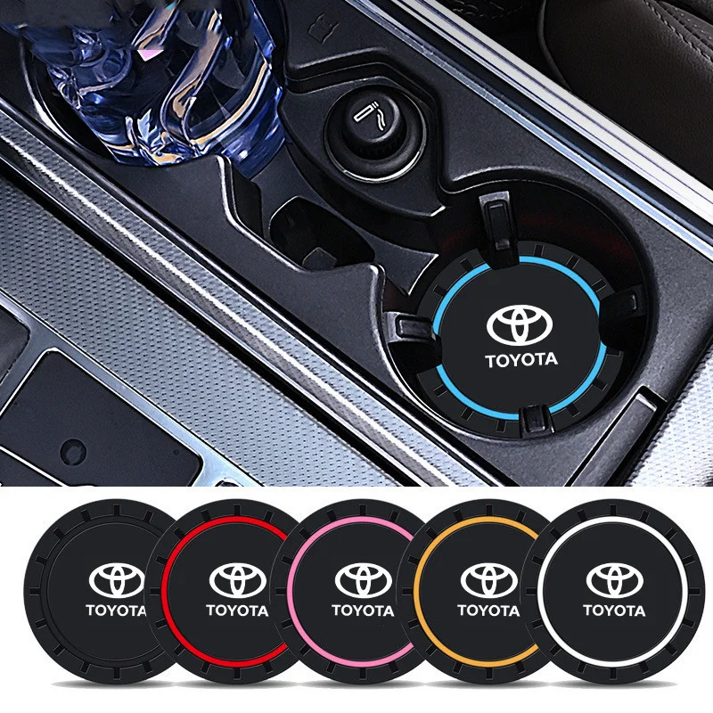 2 Pieces PVC Silicone Car Coaster Water Cup Bottle Holder Mat Anti-Slip Pad For Toyota Corolla Camry Yaris Rav4 Prado CHR TRD VI