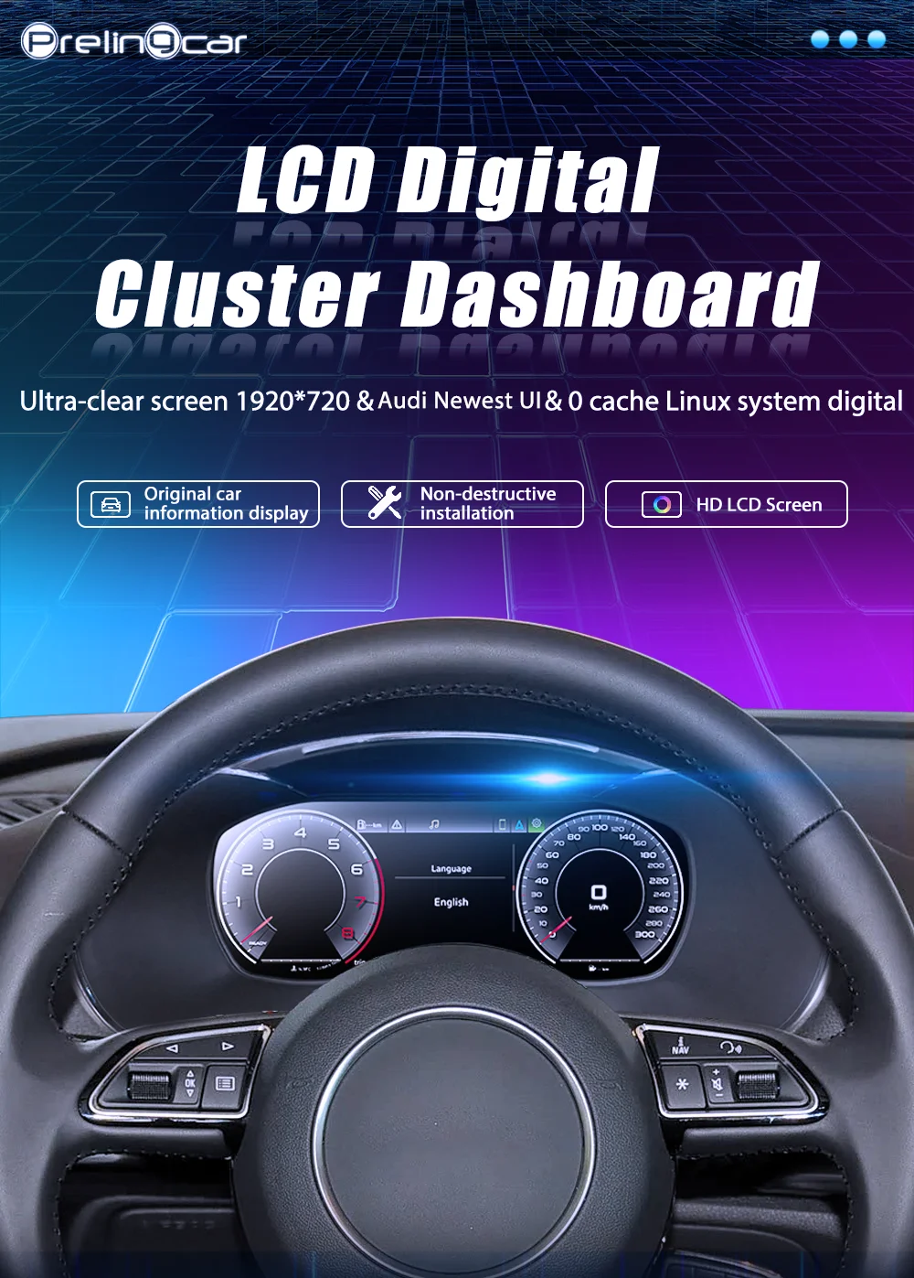 12,3'' Navidigital Armaturenbrett für Audi A4 2013-2016 Jahrgänge Auto LCD-Panel Tachometer Virtuelles Cockpit – Detail 3
