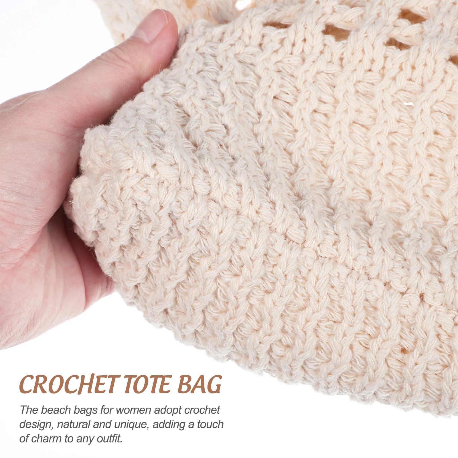 

Hollow Woven Tote Crochet Beach Bag Mesh Shoulder Bags For Women Polyester Purses Lightweight Durable Trendy Summer Vacation