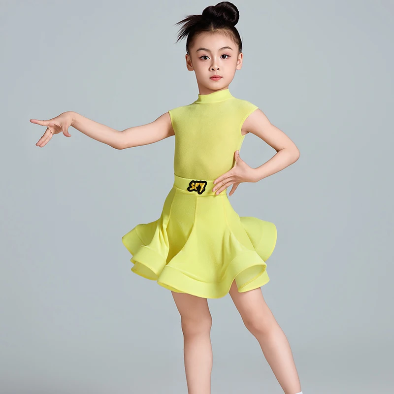6 Colors Velvet Ballroom Dance Professional Dresses Girls Latin Dance Costume Children'S Latin Dance Competition Dress SL12674