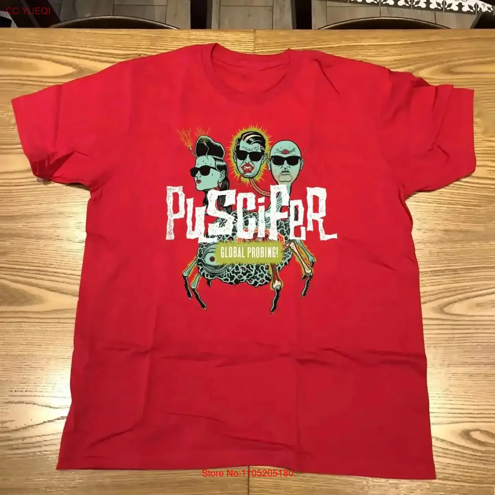 Puscifer Band Global Probing Tour Red Cotton T Shirt Full Size vintage Washed Stretched graphic homme Breathable Stylish